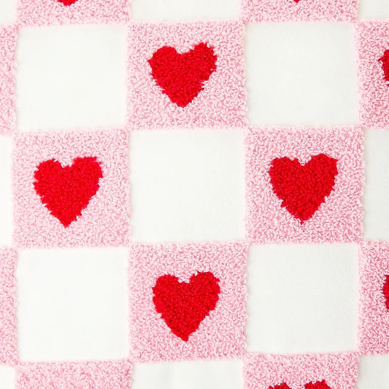 Valentine's Day Red, White & Pink Checkered Heart Decorative Throw Pillow, 17", by Way To Celebra... | Walmart (US)