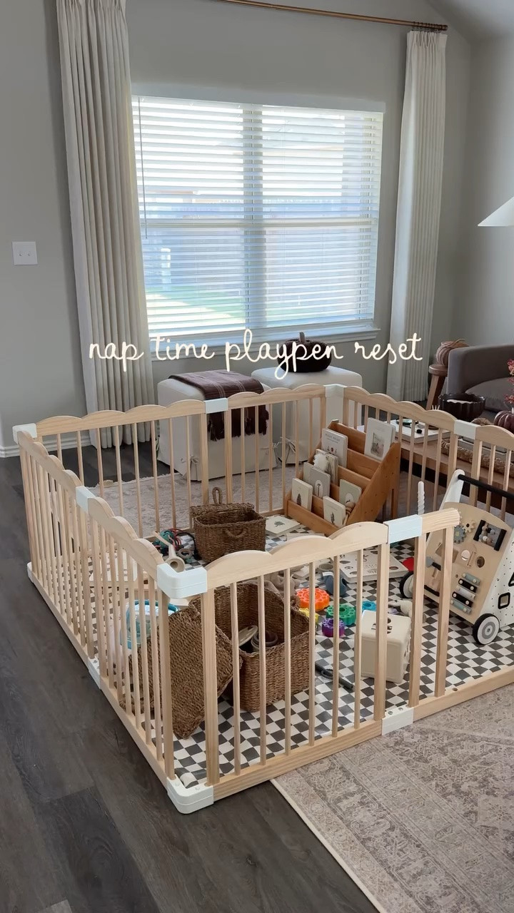 my favorite mess!! 🥹 comment “shop” and i’ll send you the links to our playpen setup! #playpen #babyplaypen #babyplay #babymusthaves #newbornmusthaves 

baby play pen 
play pen 
scalloped play pen 
baby must haves 
toy rotation 
baby toys 
crawling baby 
baby safety 
aesthetic baby finds 
newborn must haves