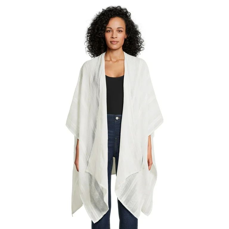 Time and Tru Women’s Yarn Dyed Layering Wrap, Mother Of Pearl | Walmart (US)