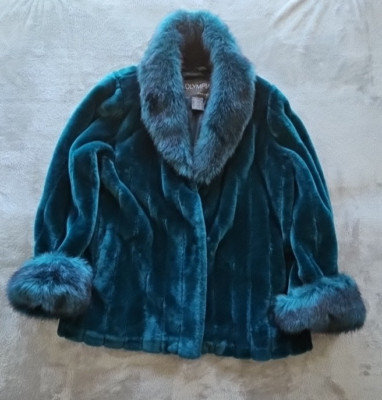 Olympia Faux Fur Coat Womens Bright Teal Size 1X Vintage | eBay CA