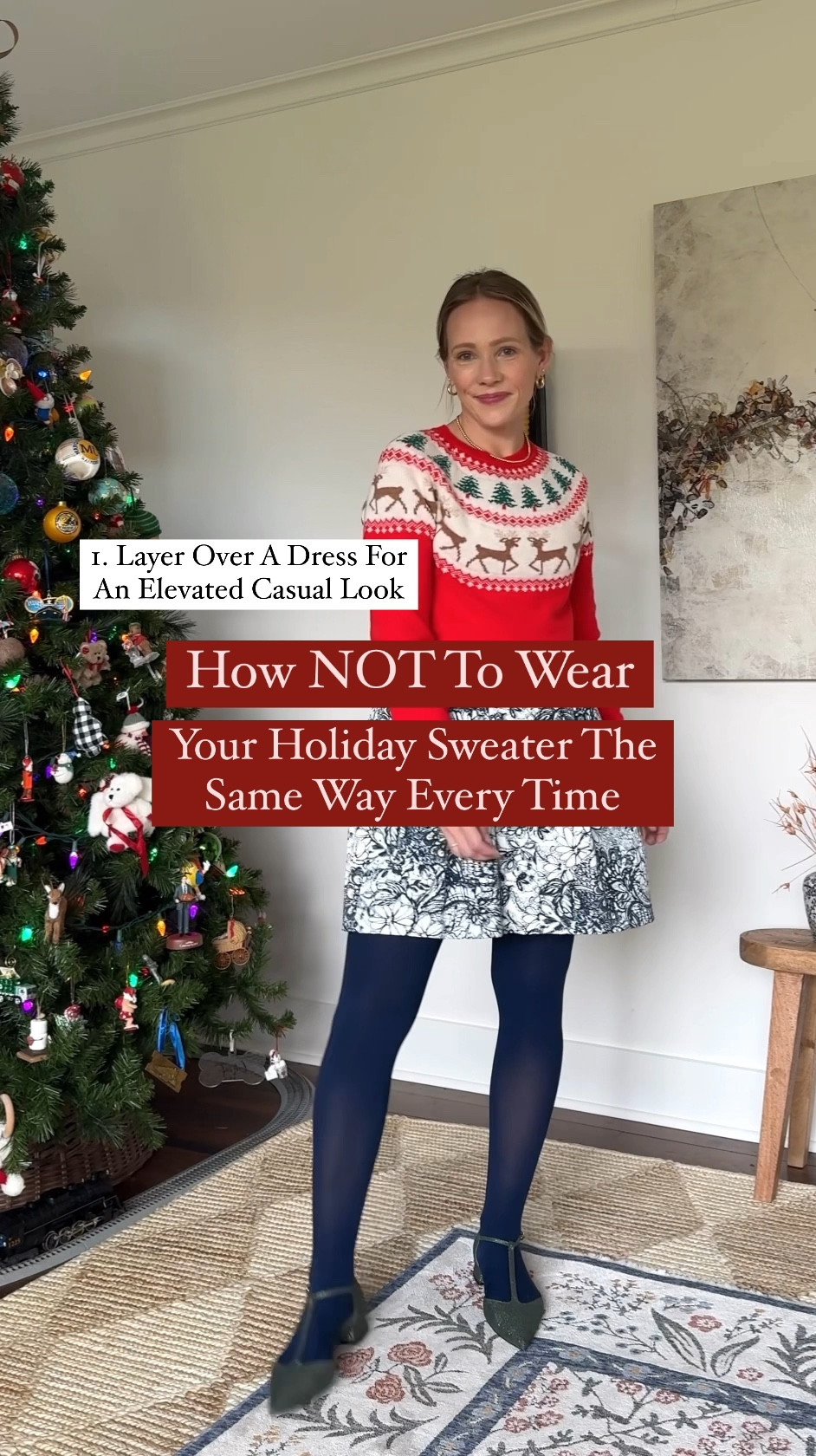 How not to wear a holiday sweater the same way every time - 
✨ layered over a dress with tights and flats for an elevated casual outfit 
✨ with Levi high waist jeans and Anthropologie Gola sneakers for holiday errands
✨as an accessory to winter white denim and stripe turtleneck
✨full on festive with sequin skirt and metallic loafers
❤️ Claire 

#LTKStyleTip #LTKHoliday #LTKFindsUnder100