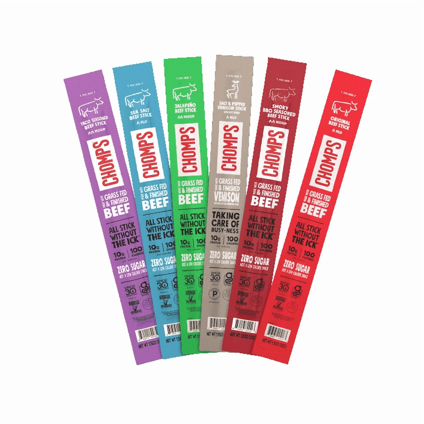 Chomps 6 Flavor Variety Trial Pack - Grass-Fed & Finished Beef and Venison | Walmart (US)