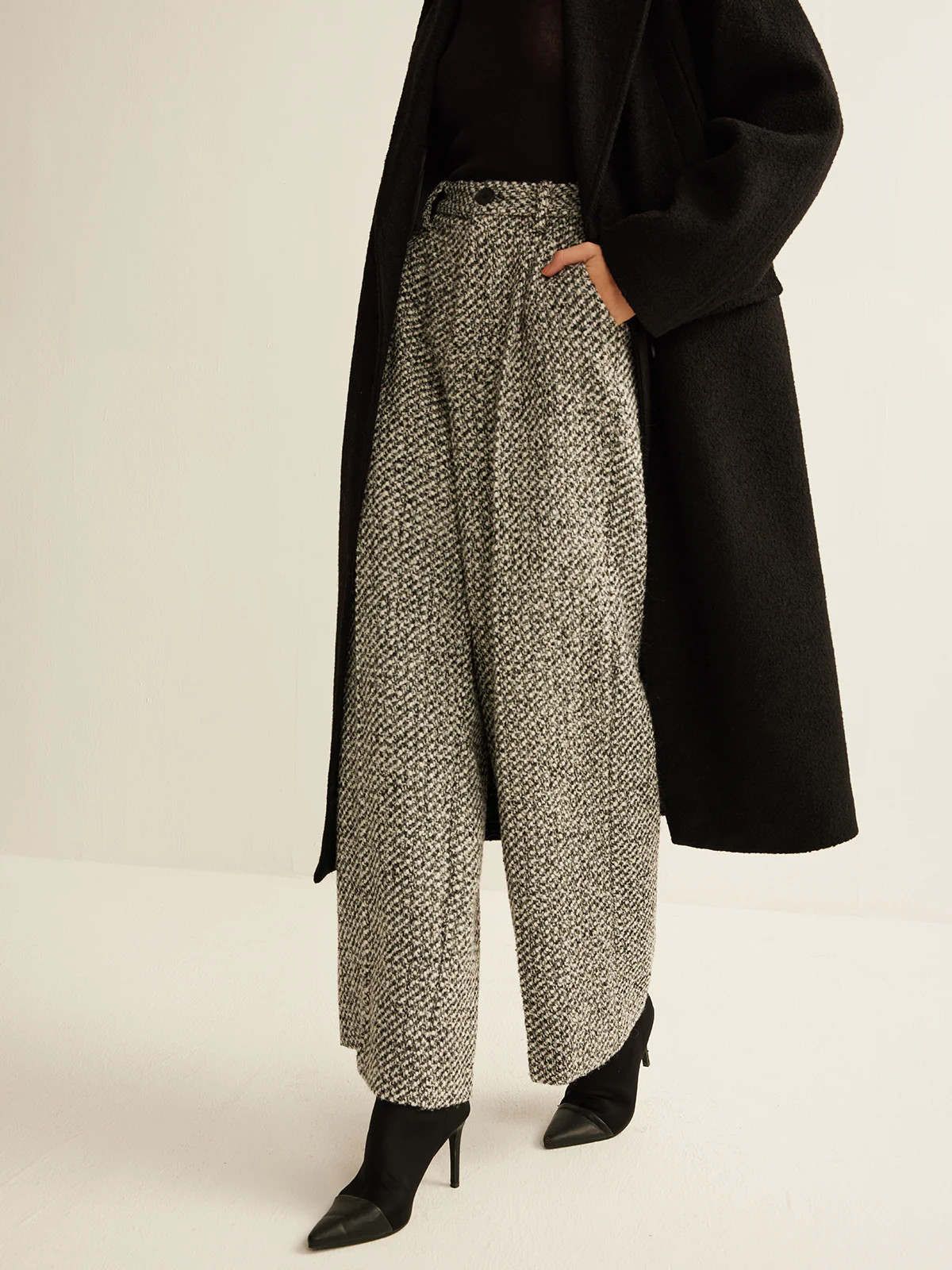 Wool-Blend Tweed Pants | Commense