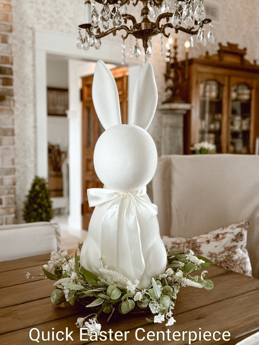 All I needed was two items to create this quick and easy Easter tabletop centerpiece. I paired this lovely wreath from World Market with this 27” flocked bunny from Walmart. It adds so much height, texture, and personality. 

#LTKStyleTip #LTKHome #LTKSeasonal