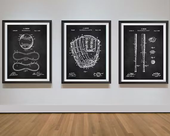 Baseball Print Set of 3 Patent Prints Sports Poster | Etsy | Etsy (US)