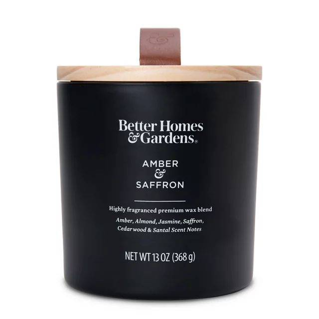 Better Homes & Gardens 13oz Amber & Saffron Scented Wooden Wick Jar Candle | Walmart (US)