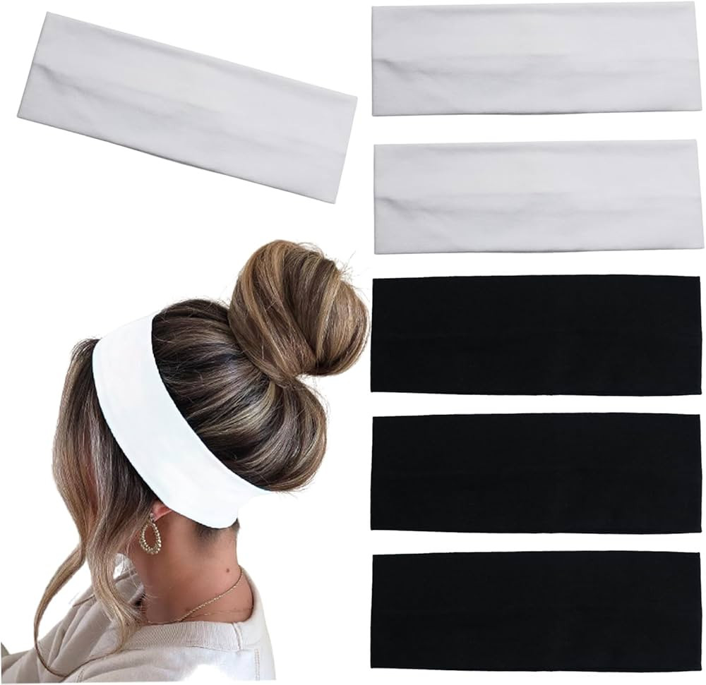 6 Pcs Black White Headbands for Women Hair Cotton Headband Non-slip Stretchy Elastic Head Wrap Ho... | Amazon (US)