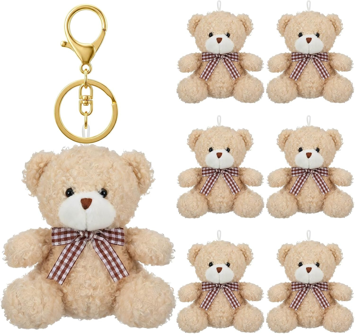 Kenning 6 Pcs Bear Stuffed Keychain Cute Bear Plush Bag Charm Gift | Amazon (US)