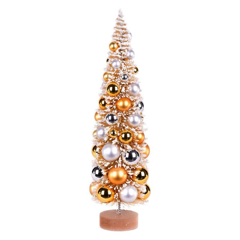 Vickerman 18" Vintage Tabletop Frosted Gold Artificial Christmas Tree, Gold, Silver Ornament | Target