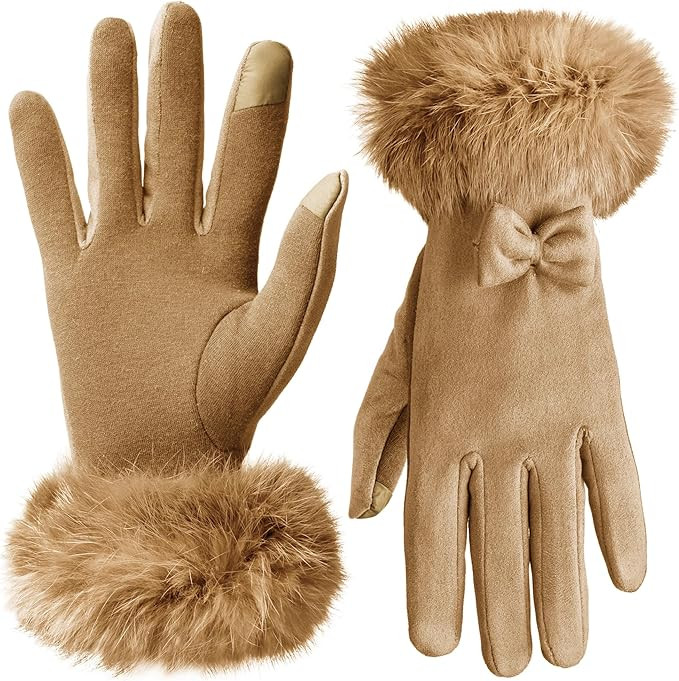 Vagasi Women Touch Screen Gloves, Fleece Lined Winter Gloves for Ladies, Thermal Suede Gloves Fur... | Amazon (US)