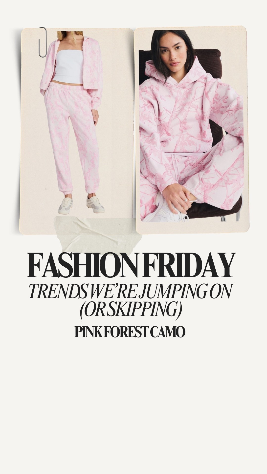 Pink forest camo sweat pants and sweatshirtt