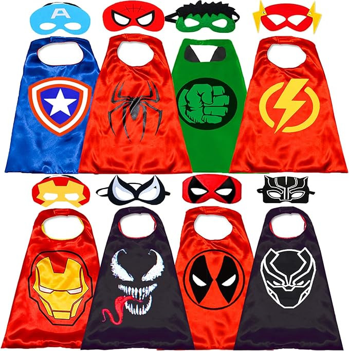 Superhero Capes and Masks for Kids Halloween Cosplay Double Side Capes Superhero Toy Kids Best Gi... | Amazon (US)