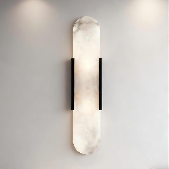 Alabaster Elegance Backplate Sconce, Alabaster Elongated Sconce for Bathroom, Dining Room, Living... | Amazon (US)