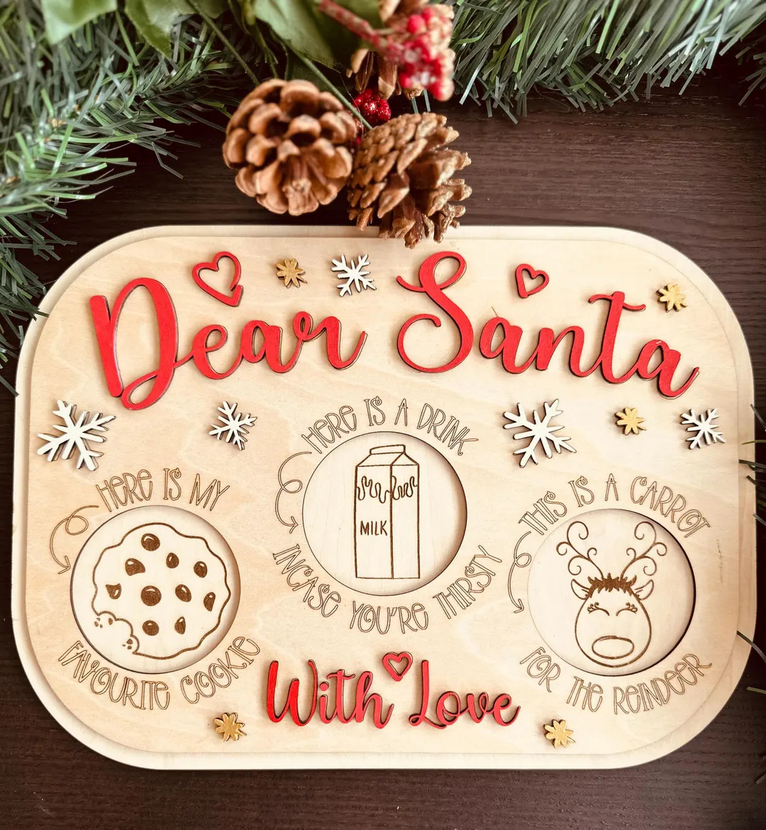 Wood Santa Milk and Cookie Tray/ Personalized Santa Cookie Tray/ Christmas Eve Treat Tray/ Santa ... | Etsy (US)