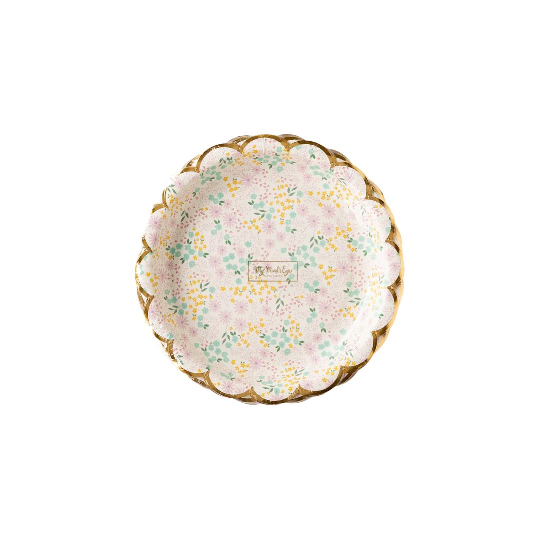 Ditsy Floral Round Scallop 7" Plate | My Mind's Eye