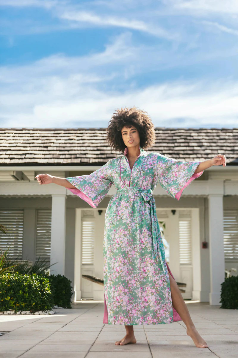 TAJ Kaftan | Apple Blossom Cotton Voile | SUE SARTOR