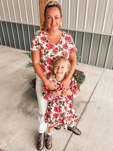 Mommy and me outfit floral t shirt back to school matching outfits mom and me boots 

#LTKunder50 #LTKBacktoSchool #LTKfamily
