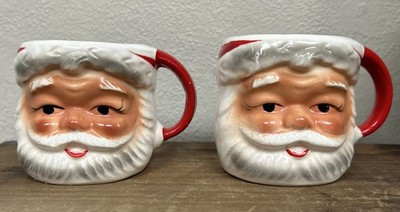 VTG Pair 1950s Brinn’s Japan Ceramic Santa Claus Mugs Christmas Eyes Open TX747 | eBay | eBay US