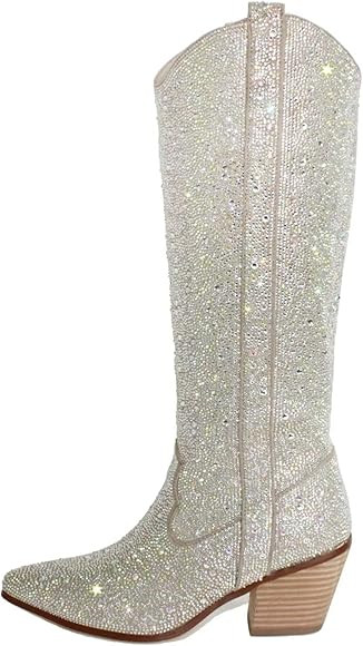 CIERWS Women's Embroidered Western Cowgirl Boots Cowboy Boots Knee High Medium Heel Chunky Heel R... | Amazon (US)