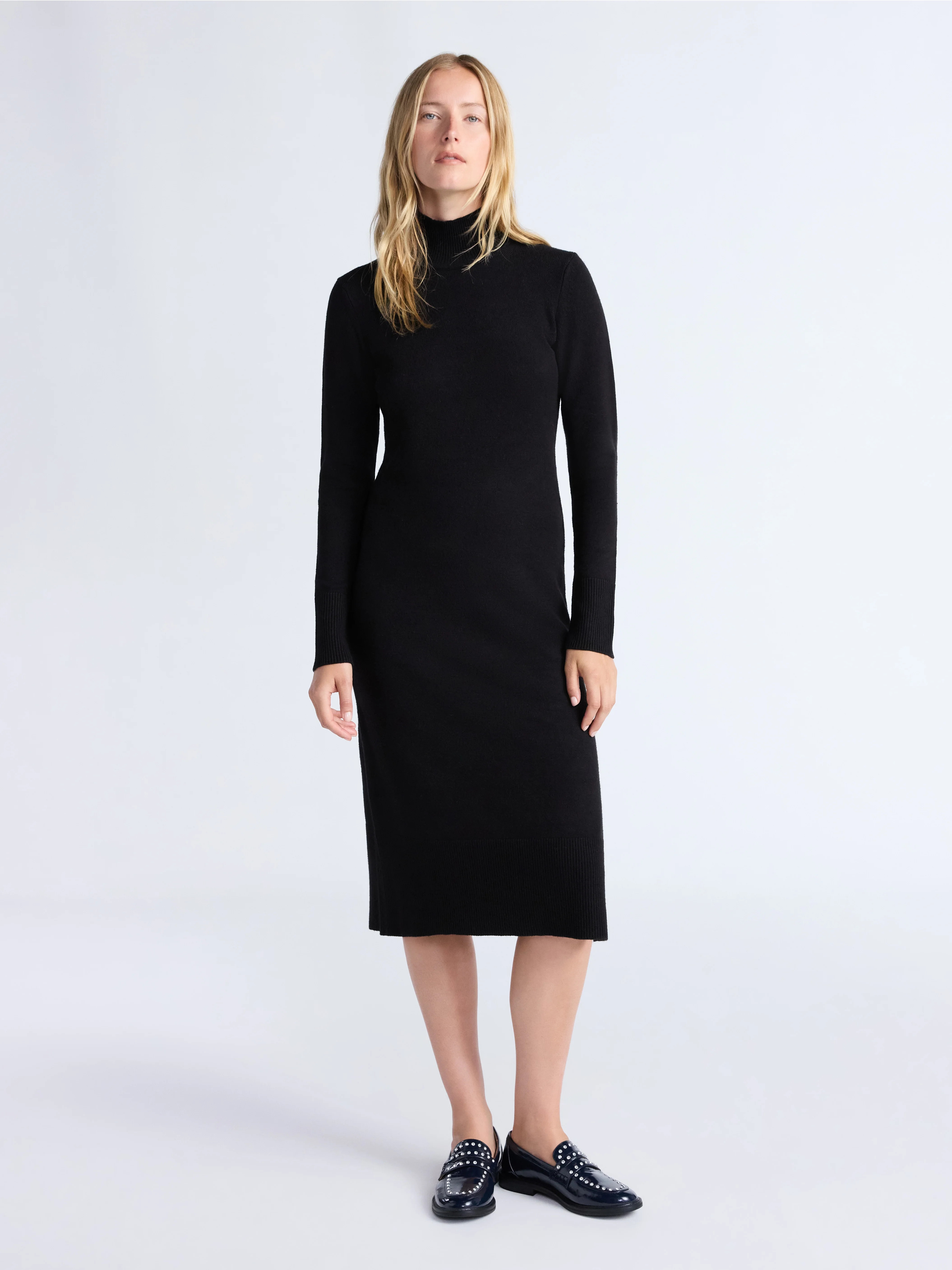 Free Assembly Women's Turtleneck Sweater Midi Dress with Long Sleeves, Sizes XS-XXL - Walmart.com | Walmart (US)