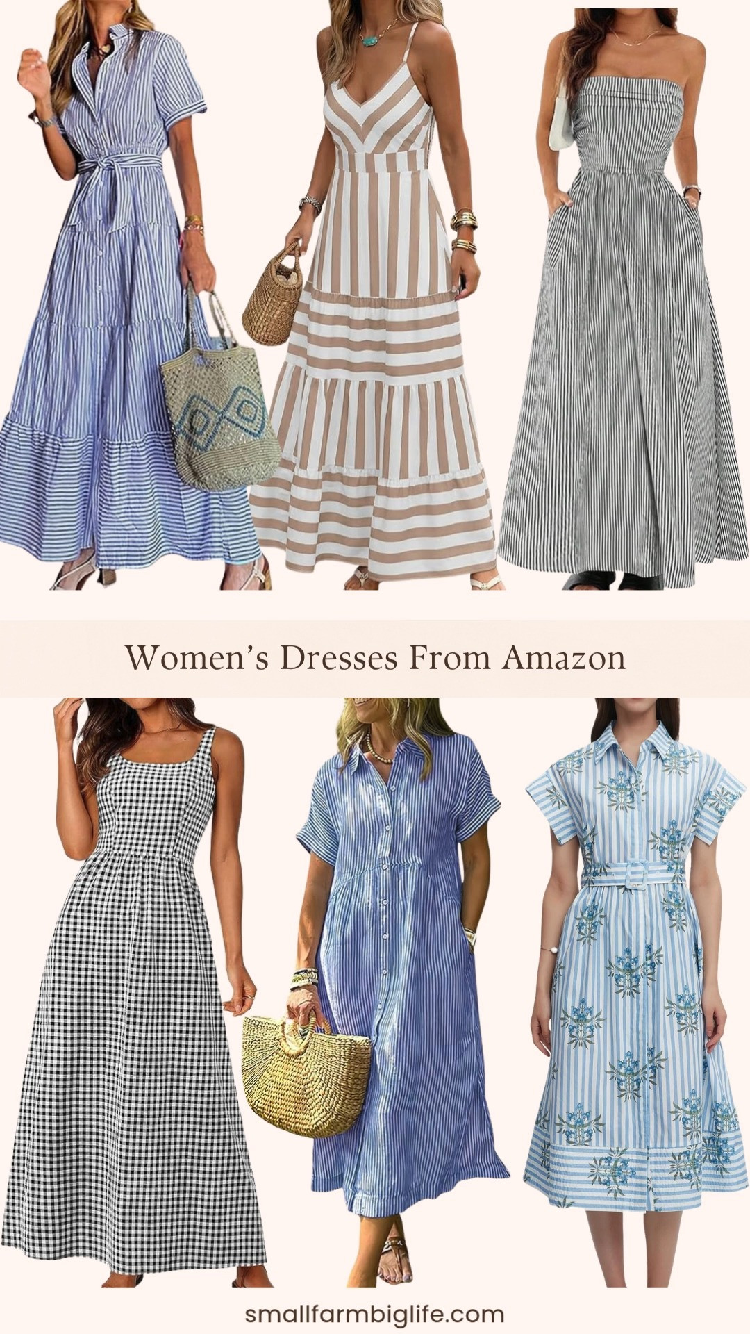Stripe and gingham dresses are having the biggest moment right now and Amazon has the most beautiful styles at prices you will not believe! From smocked spaghetti strap maxi dresses and strapless column styles to boho shirt dresses with side slits, tie waist ruffle maxi shirtdresses, a gorgeous gingham square neck sundress, and the prettiest floral embroidered striped midi, these are the effortless and flattering dresses perfect for beach vacations, summer weekends, and everything in between. Linking everything below! 

 #LTKootd #LTKSeasonal #LTKOver40