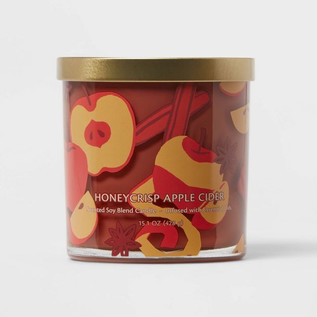 15.1oz Honeycrisp Apple Cider Icon Print Candle - Opalhouse™ | Target