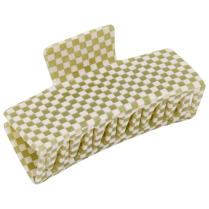 Medium Box Hair Claw Clip in Olive Check | Sephora (US)