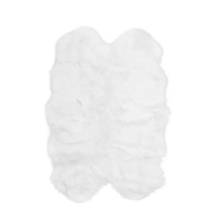 Etta Avenue™ Dominick Handmade Shag Faux Fur White Area Rug | Wayfair North America