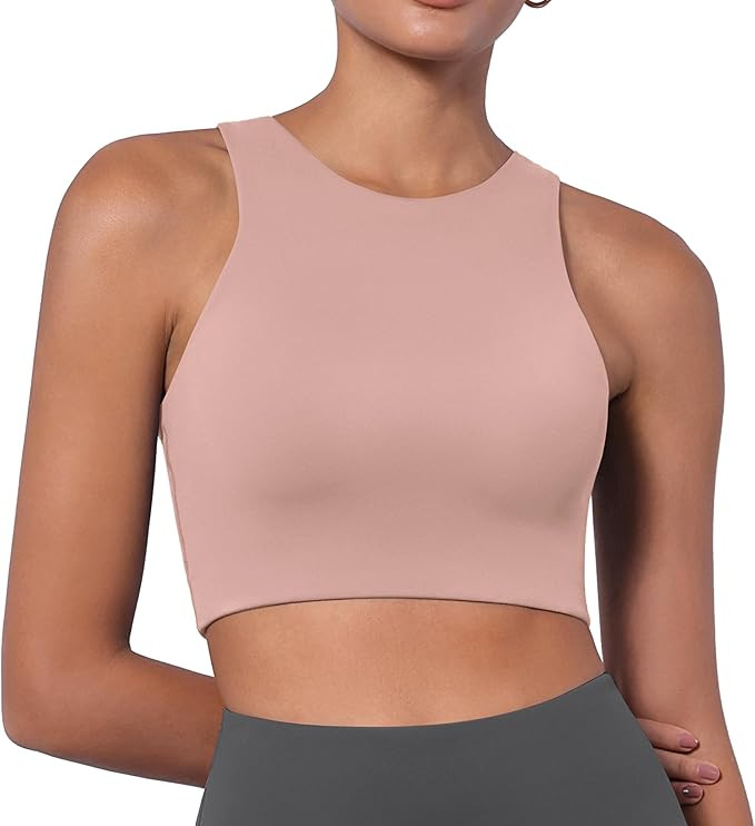 ODODOS Racerback Tank Bra for Women High Neck Non Padded Medium Support Sports Bra Workout Yoga C... | Amazon (US)