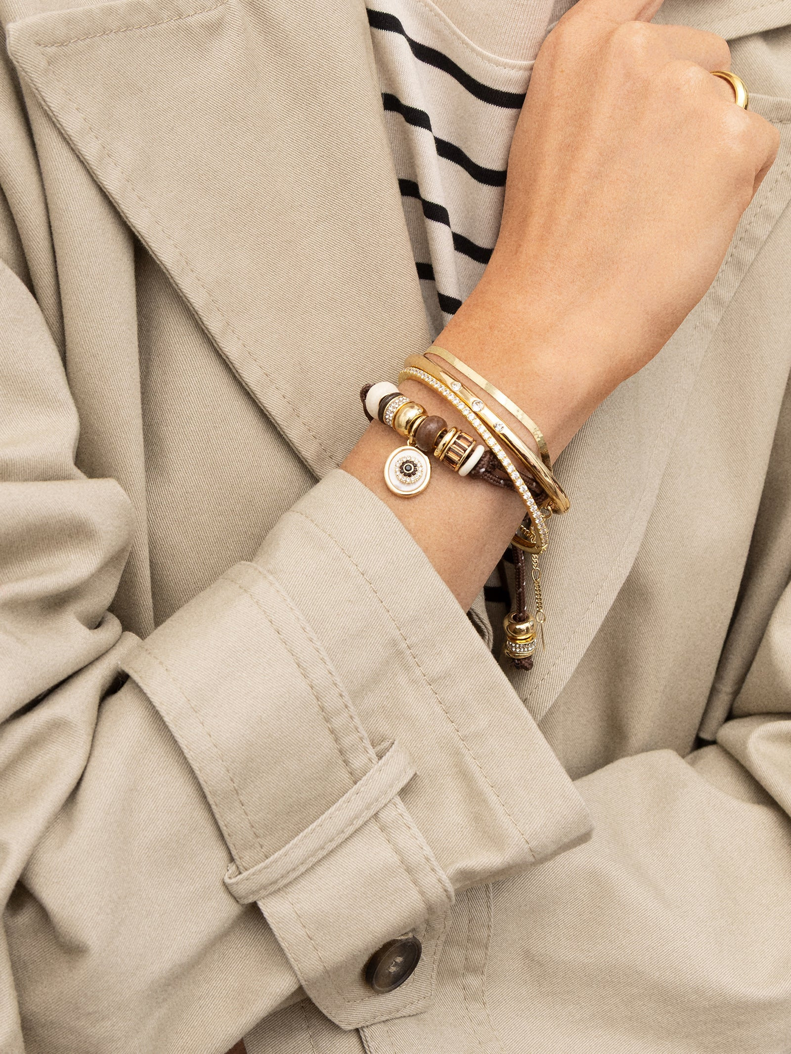 Eye Candy Evil Eye Paracord Bracelet - Brown | BaubleBar