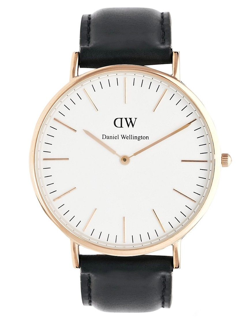 Daniel Wellington Sheffield Rose Gold Black Leather Strap Watch | ASOS US