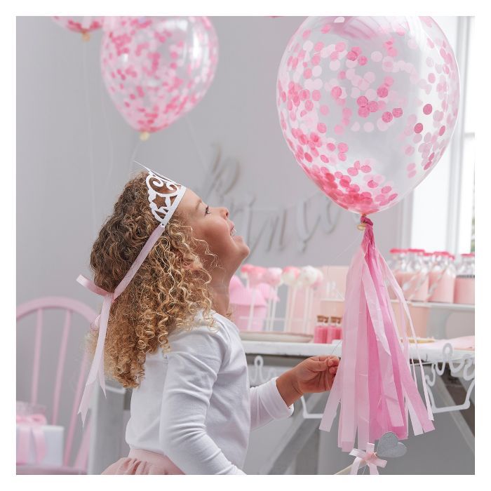 5ct Confetti Filled Balloons Pink | Target