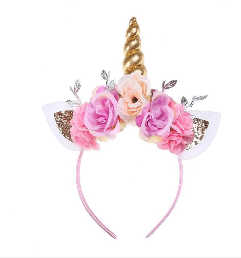 Women Kids Party Unicorn Horn Headband Flower Horn Girls Headwear Birthday Hairband Hair Accessor... | Walmart (US)