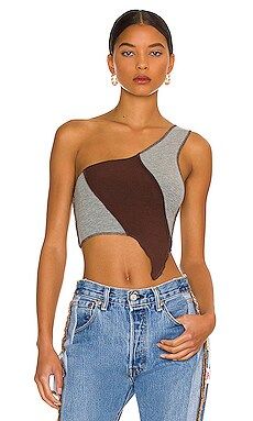 superdown Tatum One Shoulder Top in Brown & Grey from Revolve.com | Revolve Clothing (Global)