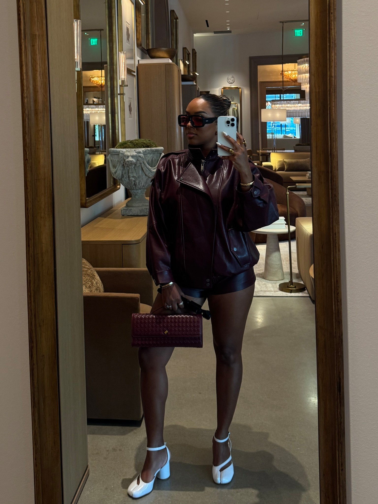 Fall maroon bomber jacket micro mini shorts vegan leather from Abercrombie! 

#LTKStyleTip #LTKMidsize #LTKSeasonal