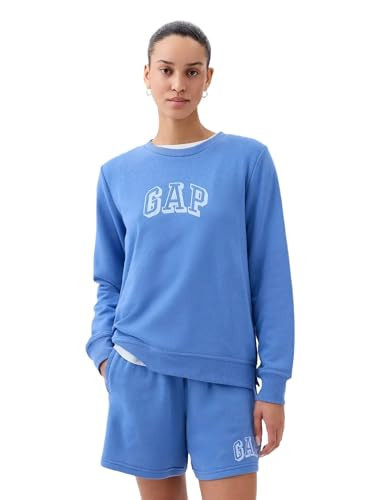 GAP womens Pull-On Logo Crew Sweatshirt Cabana Blue L | Amazon (US)
