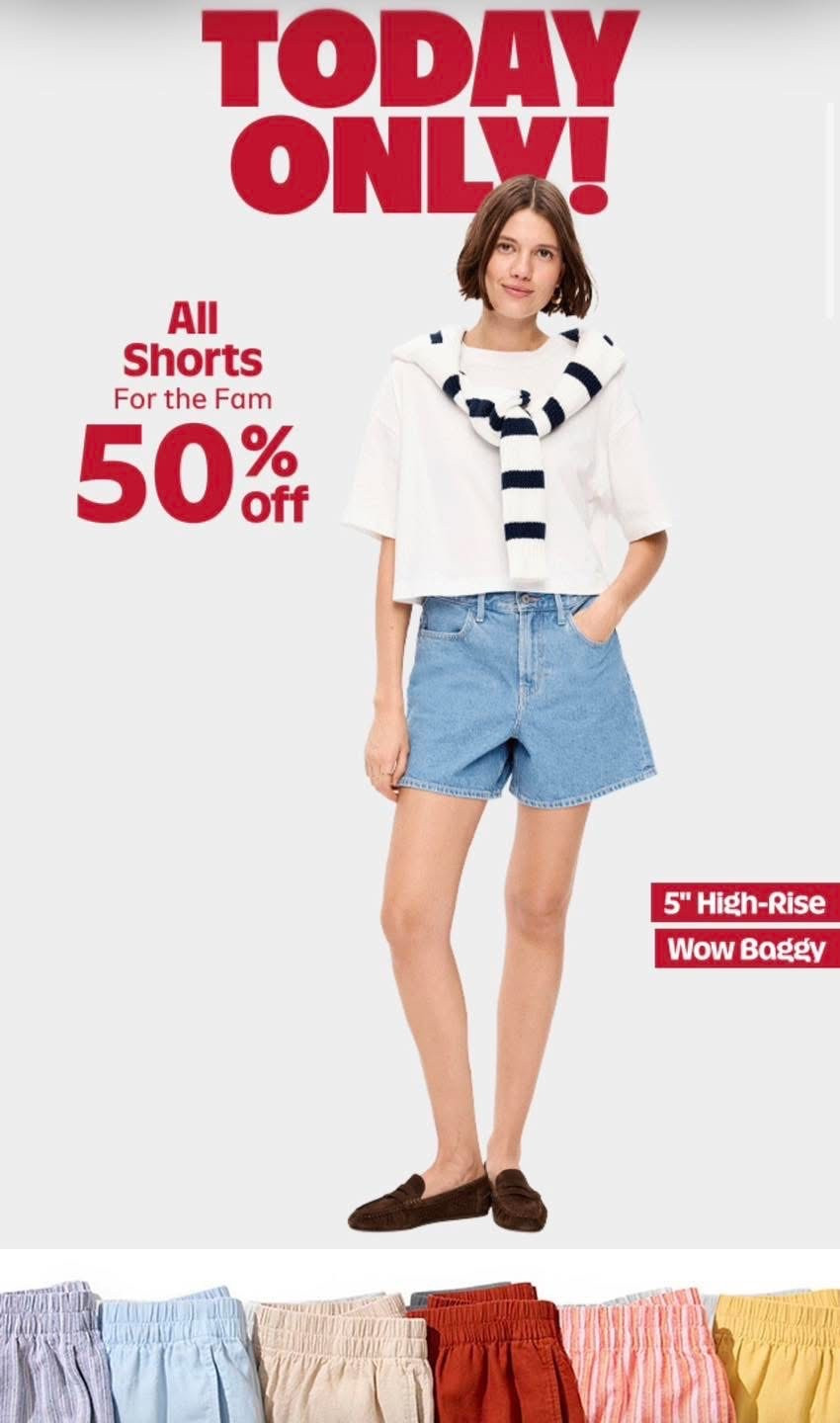 Today only - Old Navy has shorts for the family available for 50% Off! So many fantastic options on sale, from jean to trouser to athletic to lounge shorts, something for everyone at excellent pricing 🩳 

#LTKSeasonal #LTKSaleAlert #LTKActive