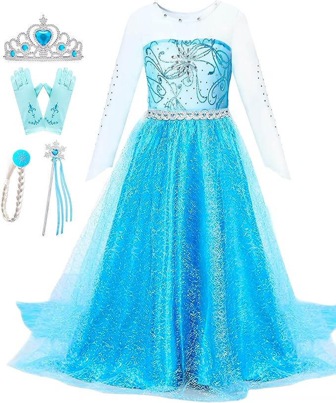 Girls Princess Elsa Dress Costume - Halloween Birthday Party Dress Up for Toddler Girl Kids 2t 3t... | Amazon (US)