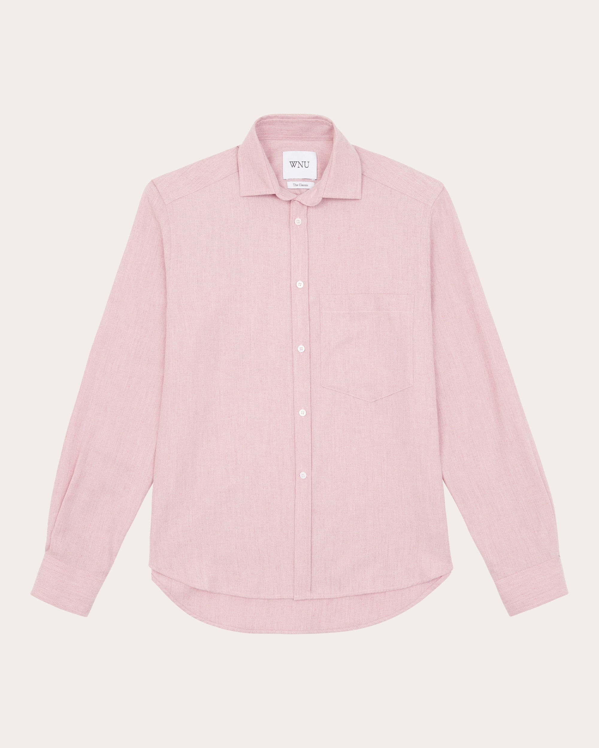 With Nothing Underneath Women's The Classic Brushed Cotton Wool Button-Up Top in Pink Wool/Cotton/Denim | Olivela