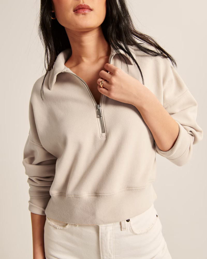 Long-Sleeve Polo Half-Zip Sweatshirt | Abercrombie & Fitch (US)