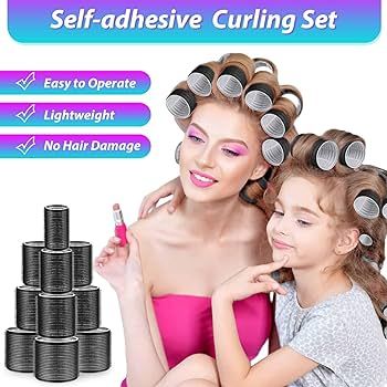 Rollers Hair Curlers 48 Pcs Set with 24Pcs Hair Rollers 4 Sizes (6 Jumbo Rollers/6 Large Rollers/... | Amazon (US)