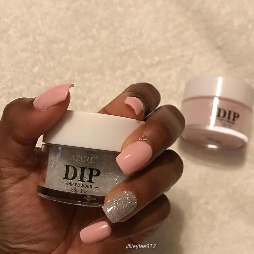 17 Pcs Dip Powder Nail Kit Starter, AZUREBEAUTY Nude Pink Glitter 8 Colors Acrylic Dipping Powder Sy | Amazon (US)