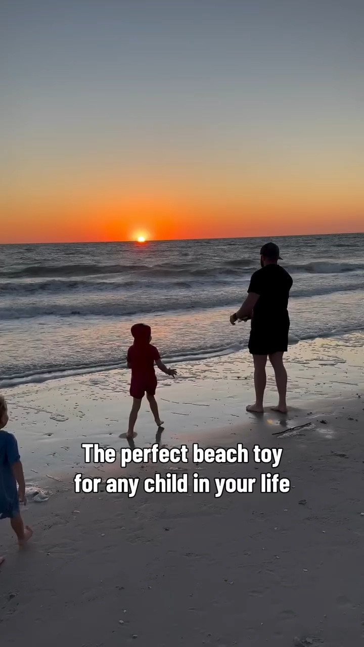 This is our absolute favorite beach toy. We catch a sunset 1-2 times a month and usually only bring this one. The boys are so good at throwing it themselves (usually), but it was super windy last night so they roped dad into it! It doesn’t matter how he lands, he flips upright and surfs into the beach. Totally favorite toy and age appropriate for basically anyone.