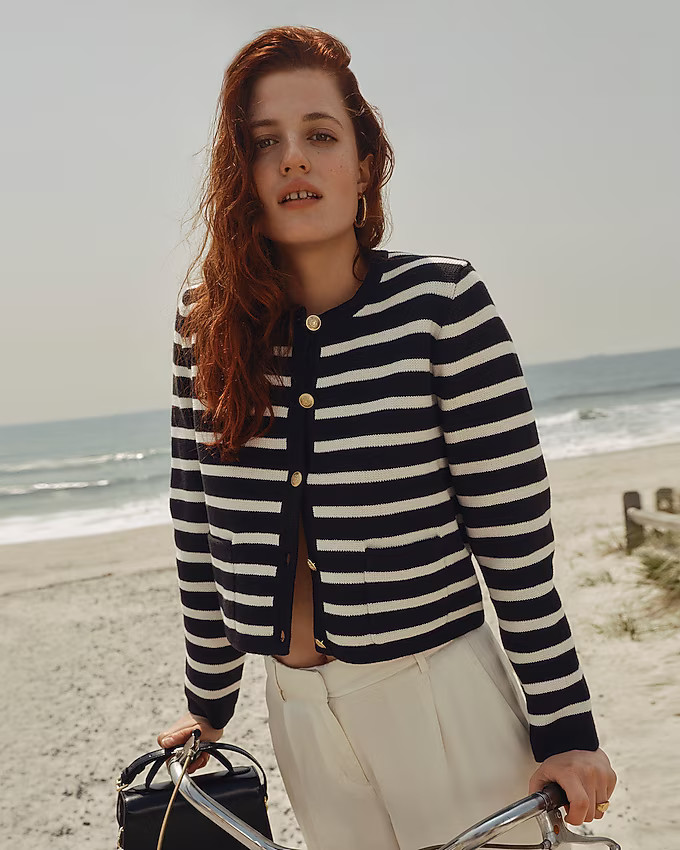 Emilie patch-pocket sweater lady jacket in stripe | J. Crew US