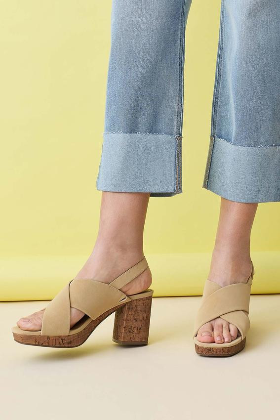 X Band Cork Platform Heeled Sandals | Cato Fashions