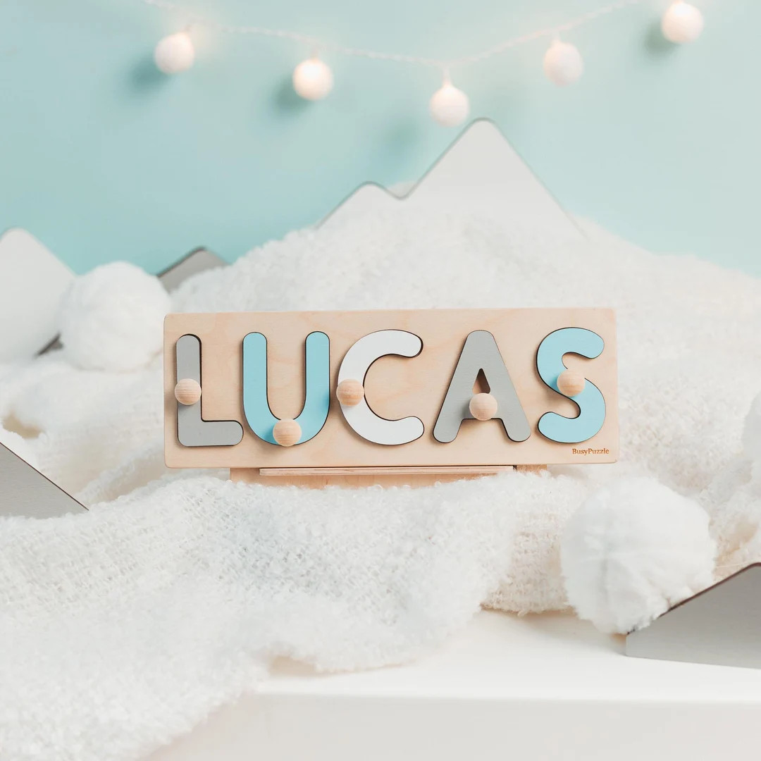Wooden Name Puzzle for Toddler Great Baby Shower Gift Personalized Gift for Boy 1st Birthday Gift... | Etsy (US)