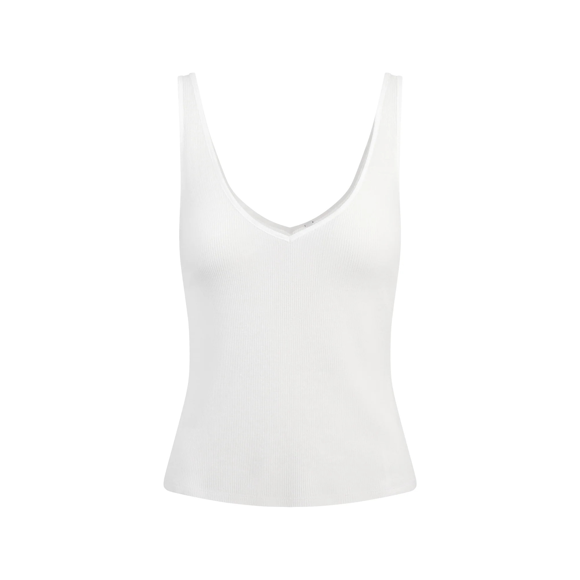 SHEER RIB V NECK TANK | SNOW | SKIMS | SKIMS (US)