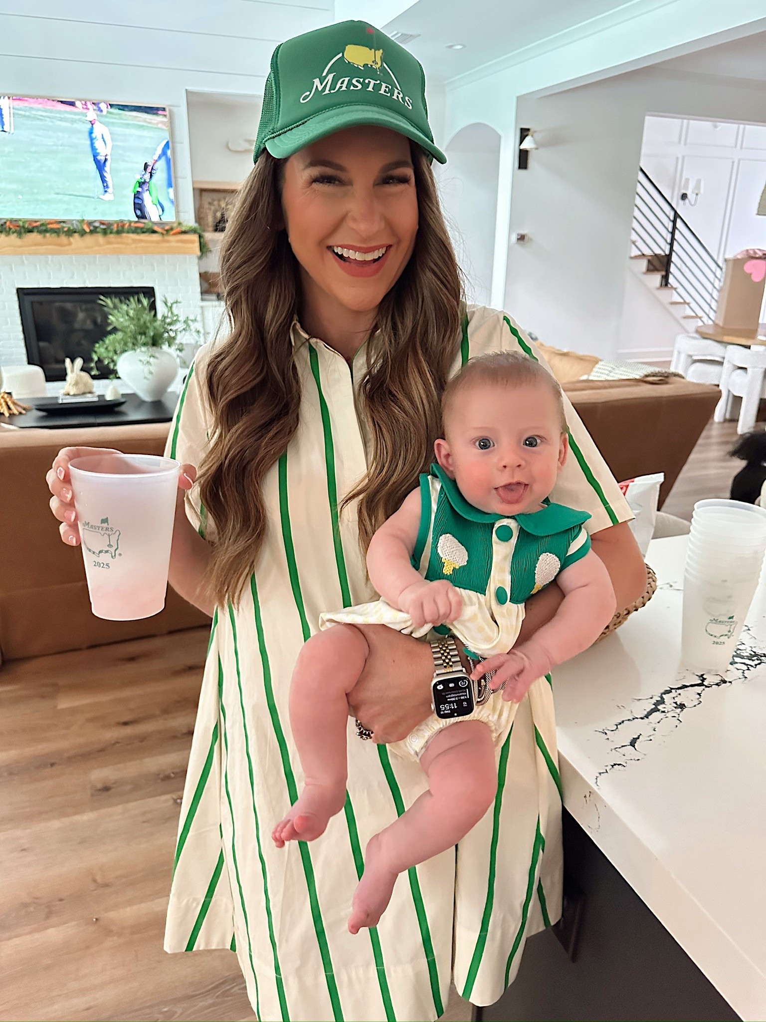 Mommy and me masters golf tournament outfits! In a medium striped kaftan mini dress, masters hat, sandals and accessories - fits tts. Storms outfit from The Smocked Flamingo!

#LTKFamily #LTKBaby #LTKStyleTip