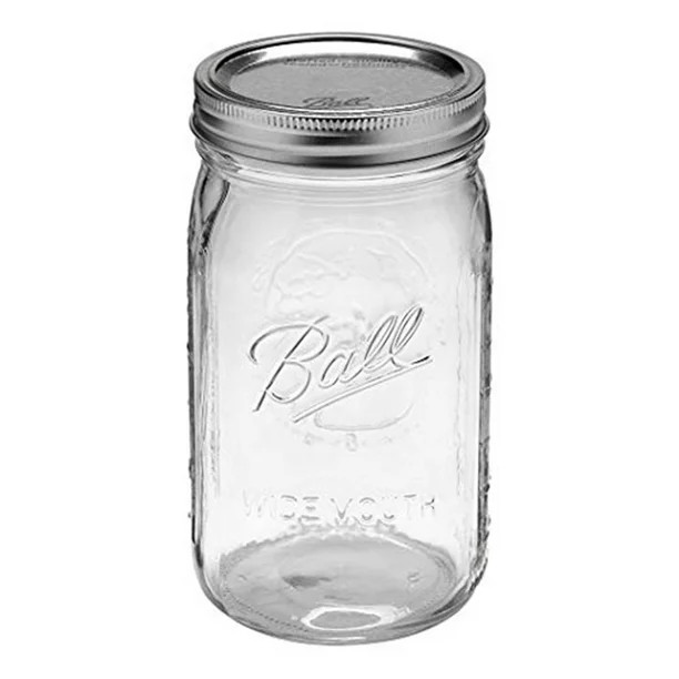 Ball Glass Mason Jar with Lid & Band, Wide Mouth, 32 oz, Single Jar | Walmart (US)