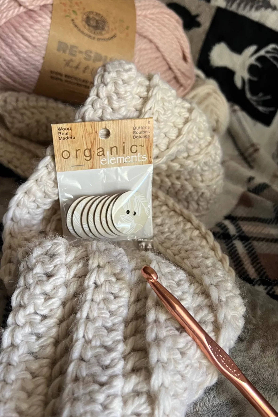 Knitting Lion Brand Wool Ease makes warm and easy care projects